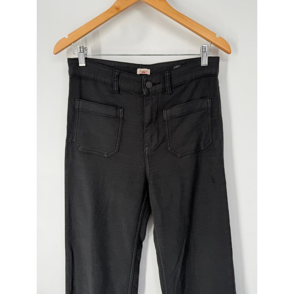 Faherty Stretch Terry Patch Pocket Pants High Rise Wide Leg Washed Black - Picture 5 of 13